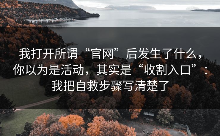 我打开所谓“官网”后发生了什么，你以为是活动，其实是“收割入口”：我把自救步骤写清楚了