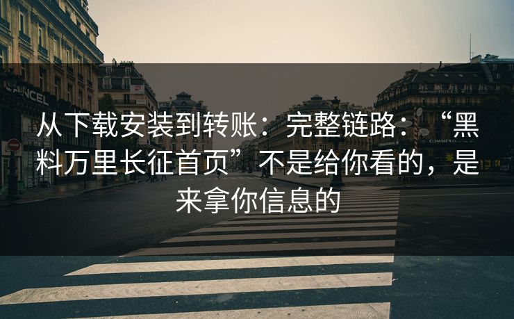 从下载安装到转账：完整链路：“黑料万里长征首页”不是给你看的，是来拿你信息的