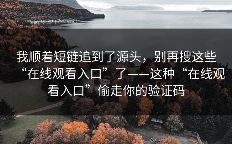 我顺着短链追到了源头，别再搜这些“在线观看入口”了——这种“在线观看入口”偷走你的验证码