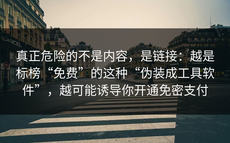 真正危险的不是内容，是链接：越是标榜“免费”的这种“伪装成工具软件”，越可能诱导你开通免密支付