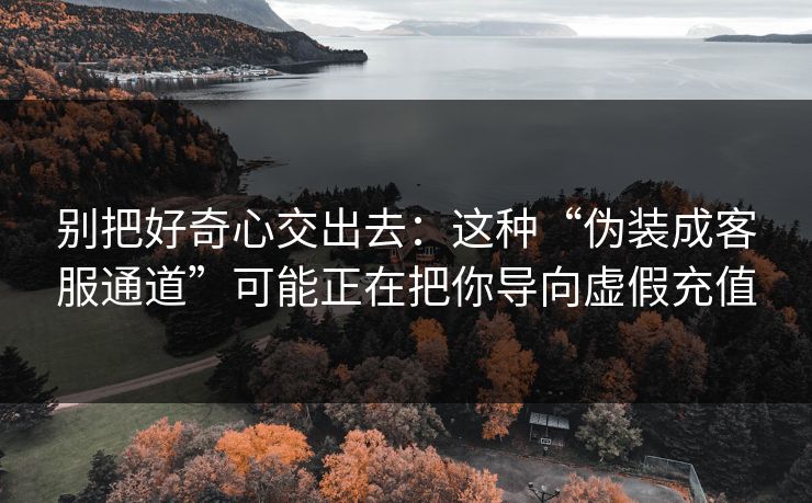 别把好奇心交出去：这种“伪装成客服通道”可能正在把你导向虚假充值