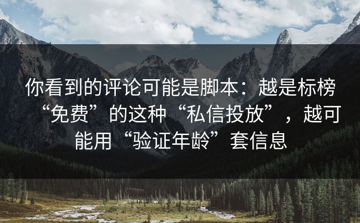 你看到的评论可能是脚本：越是标榜“免费”的这种“私信投放”，越可能用“验证年龄”套信息
