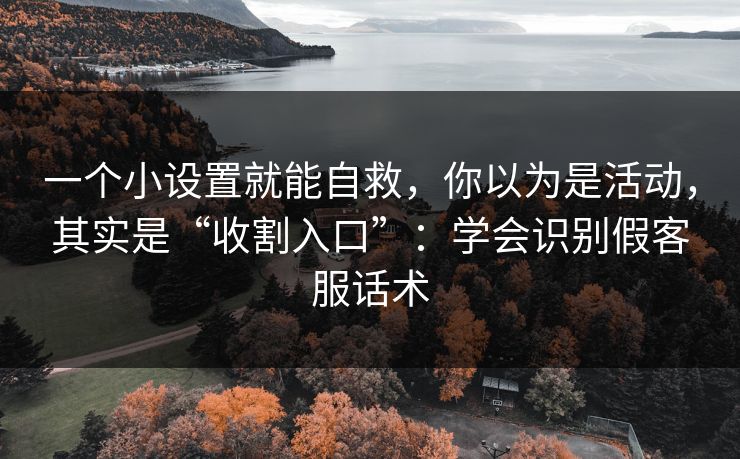 一个小设置就能自救，你以为是活动，其实是“收割入口”：学会识别假客服话术