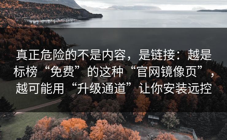 真正危险的不是内容，是链接：越是标榜“免费”的这种“官网镜像页”，越可能用“升级通道”让你安装远控