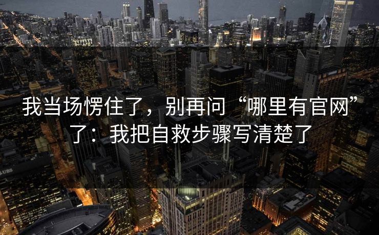 我当场愣住了，别再问“哪里有官网”了：我把自救步骤写清楚了