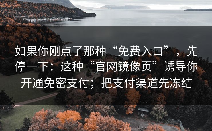 如果你刚点了那种“免费入口”,先停一下:这种“官网镜像页”诱导你开通免密支付;把支付渠道先冻结